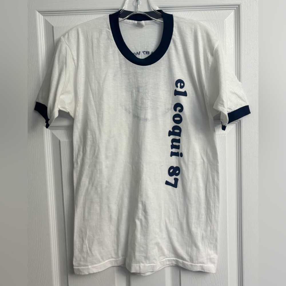 VINTAGE 1980s Puerto Rico El Coqui 87 Who Radio Single Stitch Tshirt